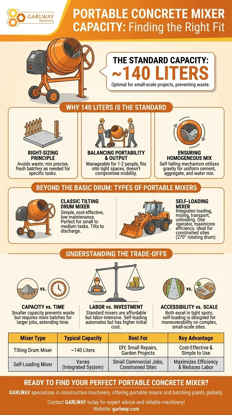 ¿Cuál es la capacidad de una hormigonera portátil típica? El estándar de 140L para proyectos a pequeña escala Guía Visual