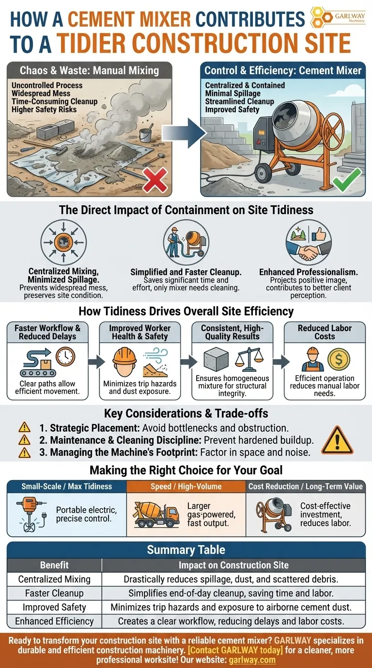 Como uma betoneira contribui para um canteiro de obras mais organizado? Alcance um Espaço de Trabalho Mais Limpo, Seguro e Eficiente Guia Visual