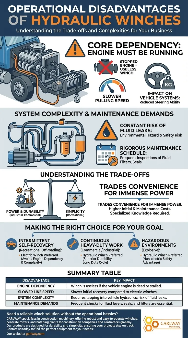 Quais são as desvantagens dos guinchos hidráulicos em termos de operação? Dependência do motor e exigências de manutenção Guia Visual