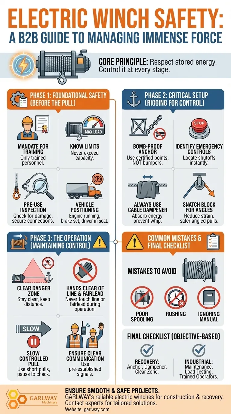 What safety considerations should be followed when using an electric winch? A Guide to Risk-Free Operation Visual Guide