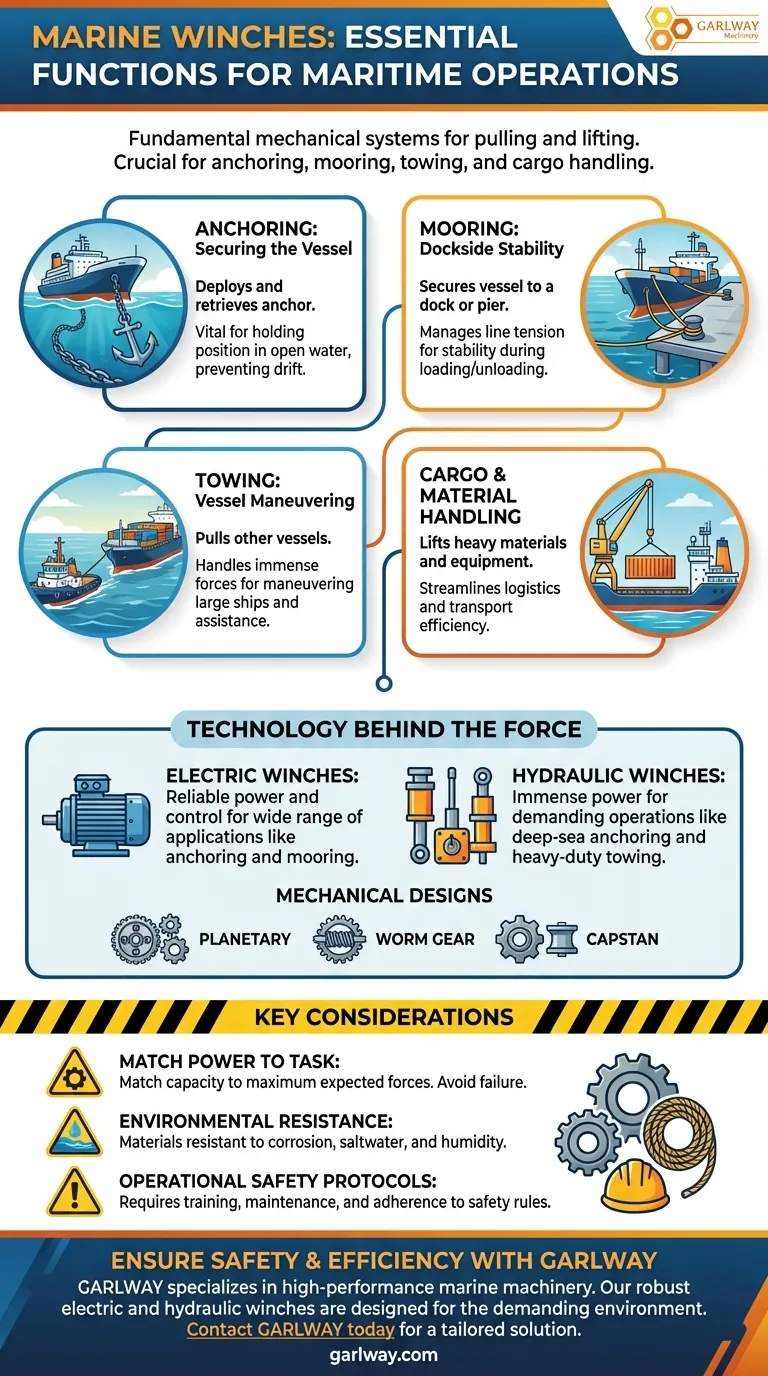 ما هي وظائف الرافعات في الصناعة البحرية؟ أدوات أساسية للترسية، الإرساء، والسحب دليل مرئي