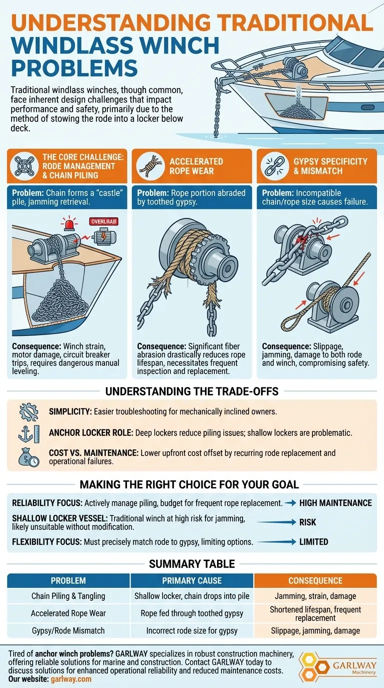 전통적인 윈드래스 윈치는 어떤 문제가 발생할 수 있습니까? 체인 걸림 및 로프 마모 방지 시각적 가이드
