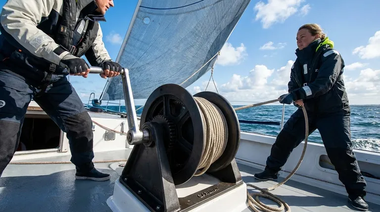 كم عدد البحارة المطلوب عادة لتشغيل رافعة يدوية؟ فريق الشخصين الأساسي مشروح