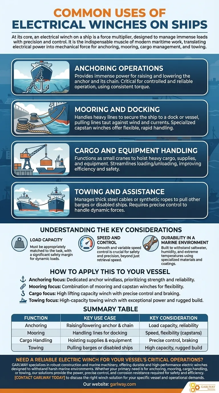 Quelles sont les utilisations courantes des treuils électriques sur les navires ? Essentiel pour l'ancrage, l'amarrage et le fret Guide Visuel