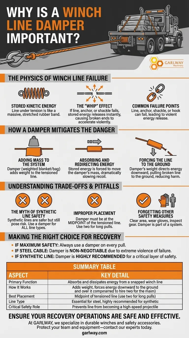 윈치 라인 댐퍼는 왜 중요할까요? 위험한 라인 파손으로부터 팀을 보호하세요. 시각적 가이드
