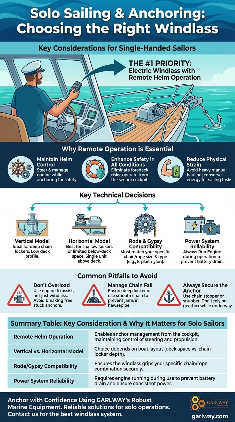 シングルハンドで航海する人がウインドラスを選ぶ際に重要な考慮事項は何ですか？安全なソロアンカリングのための必須ガイド ビジュアルガイド