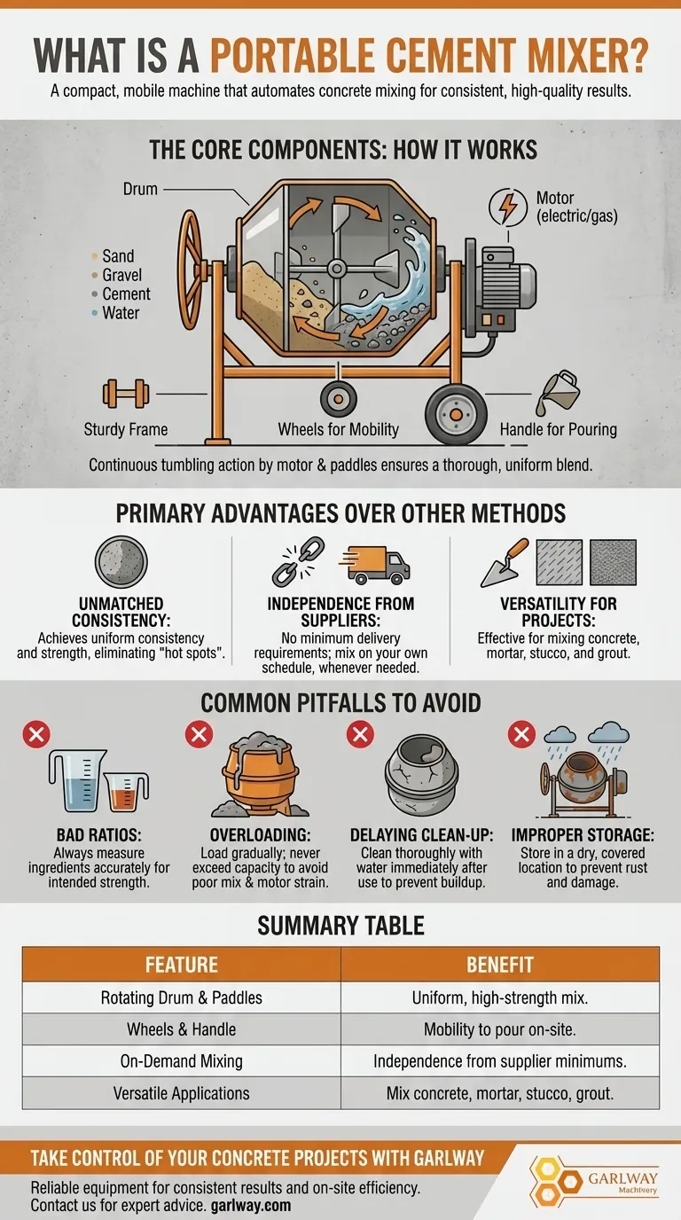 ¿Qué es una hormigonera portátil? Consiga una mezcla de hormigón consistente y bajo demanda Guía Visual