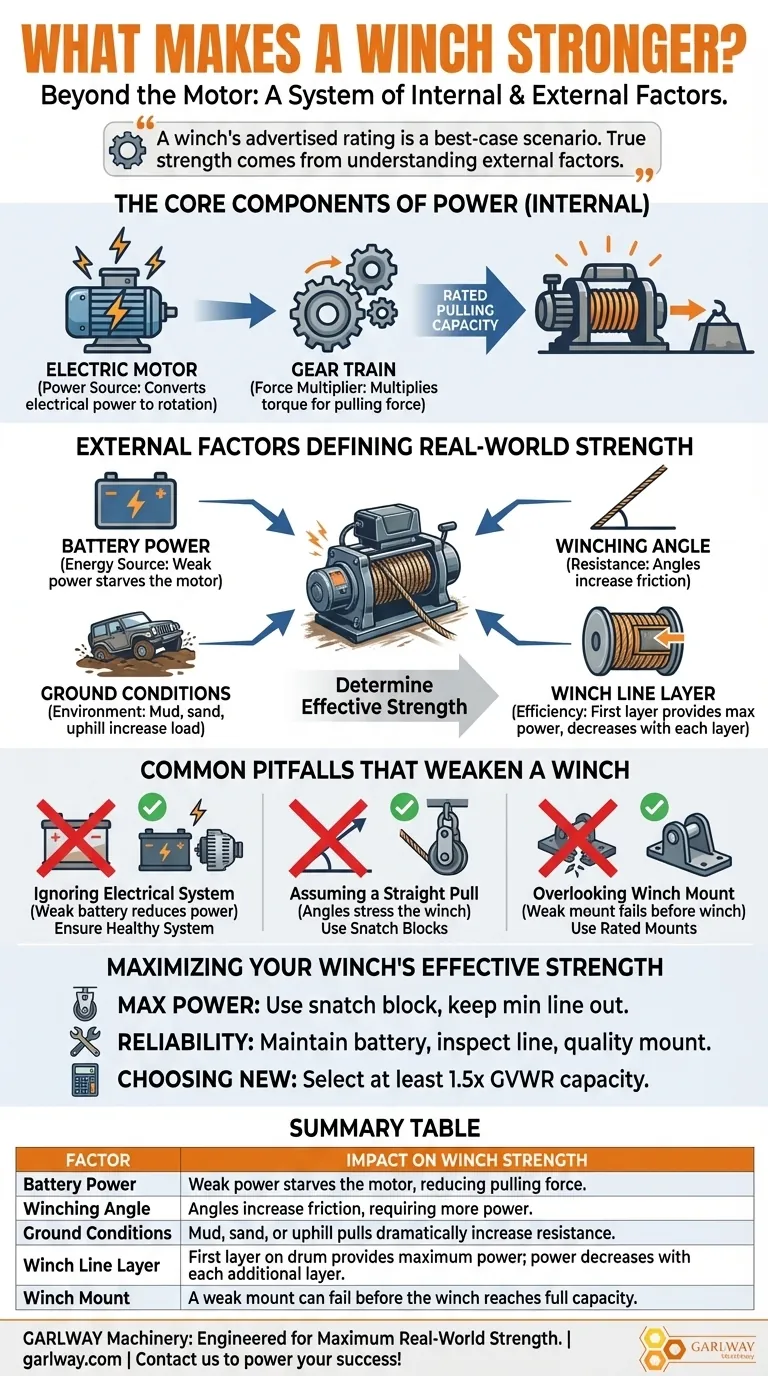 윈치를 더 강하게 만드는 것은 무엇인가요? 차량의 최대 견인력을 발휘하세요 시각적 가이드