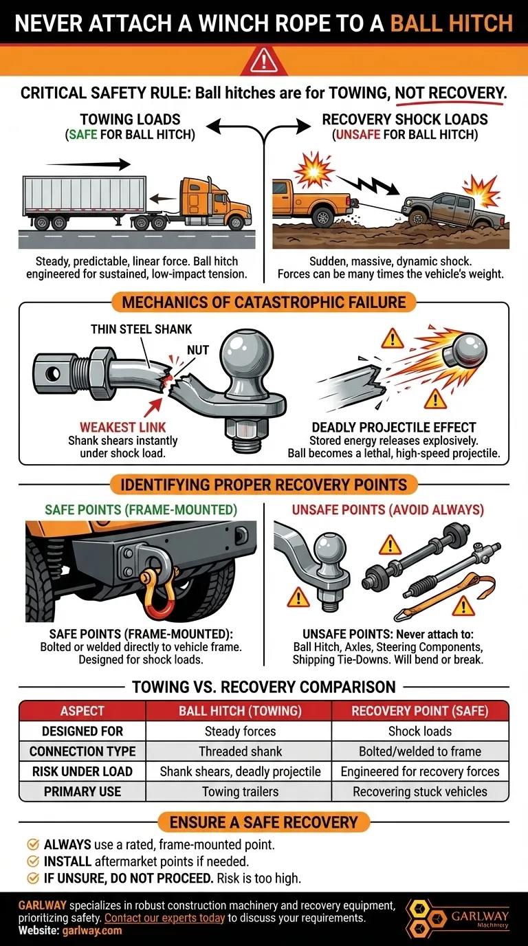 لماذا لا ينبغي أبدًا ربط حبل الرافعة أو حزام السحب بكرة سحب المقطورة؟ تجنب فشل المقذوفات القاتلة دليل مرئي