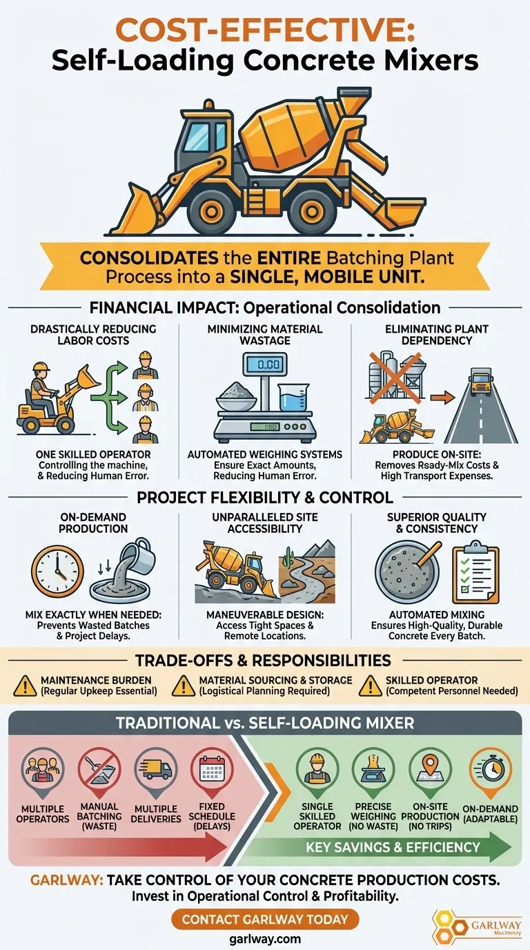 In what ways are self-loading concrete mixers cost-effective? Maximize ROI with On-Site Production Visual Guide