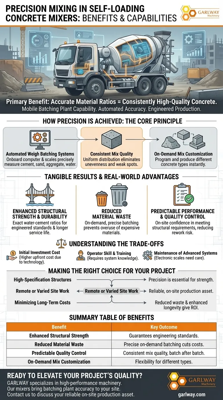 ما هي الفوائد التي توفرها قدرة الخلط الدقيق في خلاطات الخرسانة ذاتية التحميل؟ ضمان سلامة الهياكل في الموقع دليل مرئي