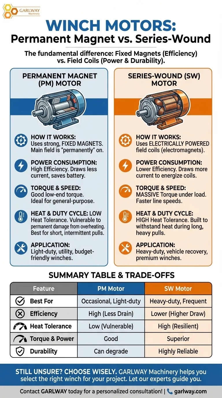ما هو الفرق بين محرك المغناطيس الدائم والمحرك الكهربائي التقليدي في الرافعات؟ اختر الطاقة المناسبة للسحب الخاص بك دليل مرئي