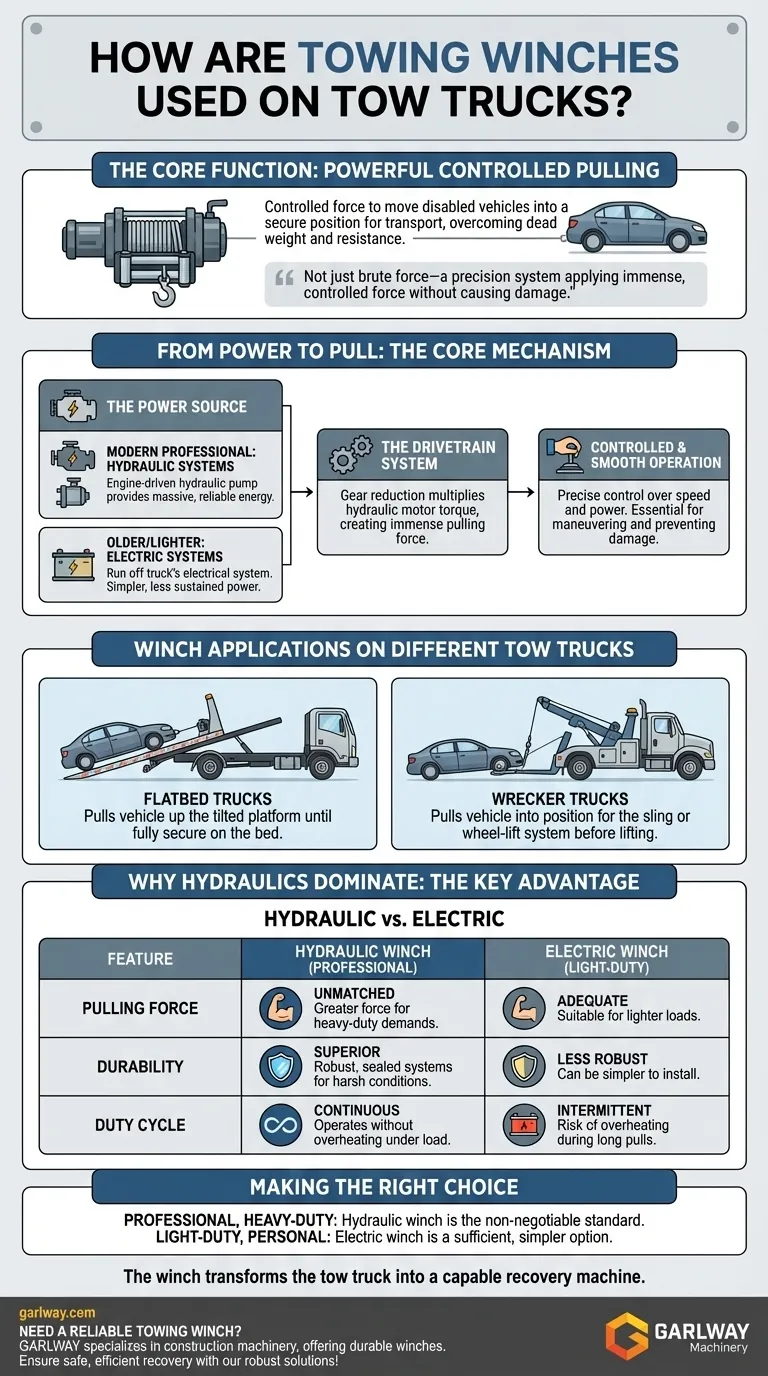 How are towing winches used on tow trucks? Essential Guide to Vehicle Recovery & Transport Visual Guide