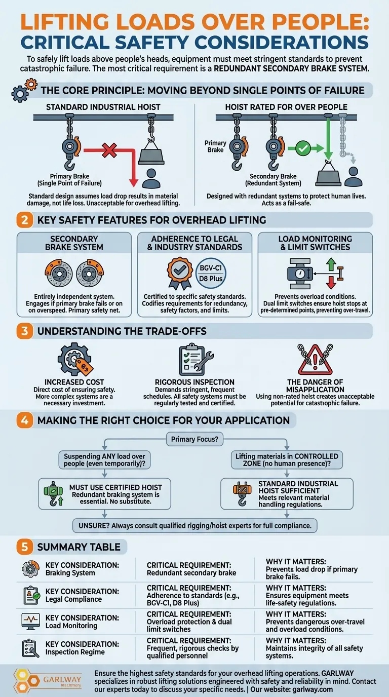 O que deve ser considerado ao levantar cargas acima da cabeça das pessoas? Regras Essenciais de Segurança e Redundância Guia Visual
