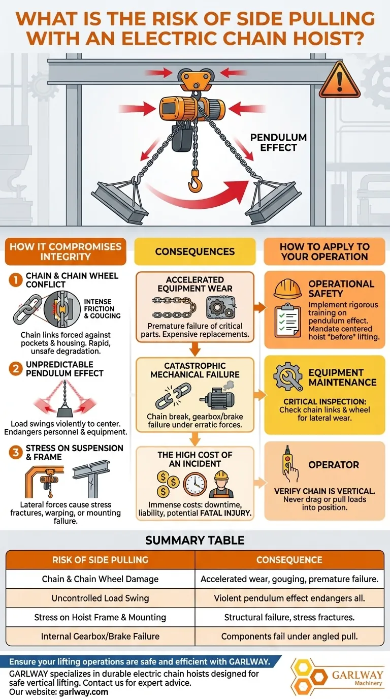 电动葫芦侧向拉动的风险是什么？避免灾难性故障和负载摆动 图解指南
