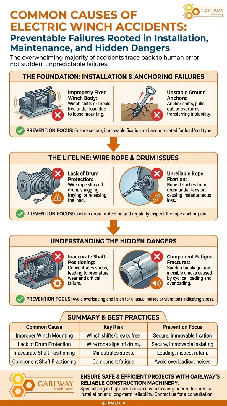 Quali sono le cause comuni di incidenti con verricelli elettrici? Prevenire guasti catastrofici con una corretta installazione Guida Visiva