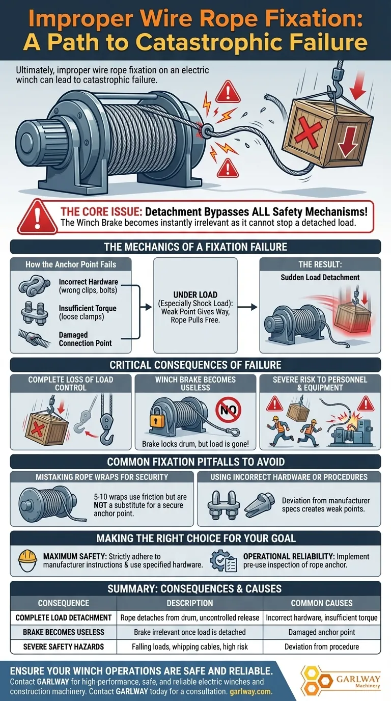 Quali problemi possono sorgere da un fissaggio improprio della fune metallica su un verricello elettrico? Prevenire guasti catastrofici Guida Visiva