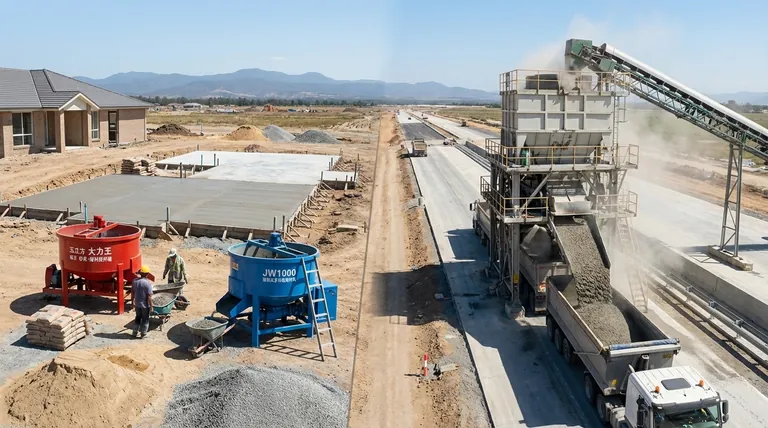 ما هما النوعان الرئيسيان لخلاطات الأسمنت؟ اختر الخلاط المناسب لحجم مشروعك