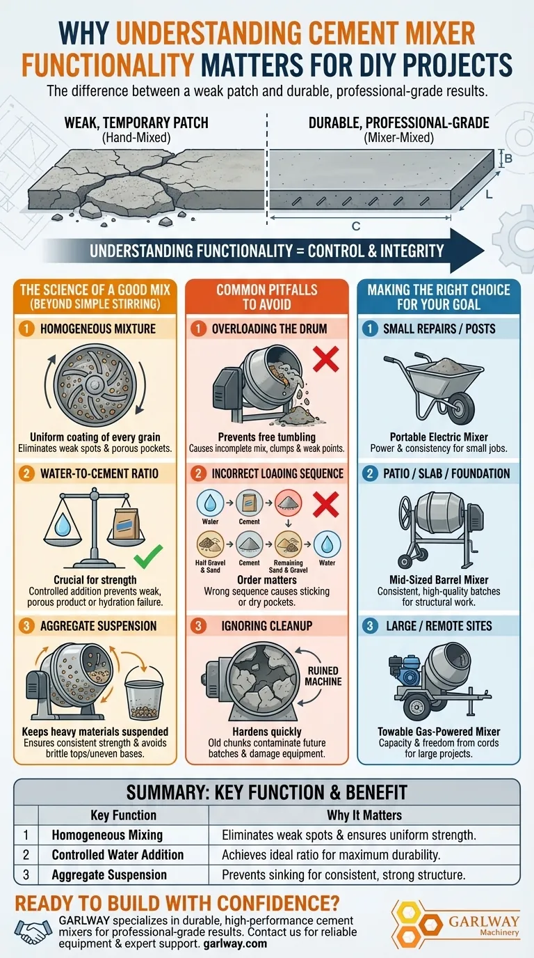 لماذا يعد فهم وظيفة خلاطة الأسمنت أمرًا مهمًا لمشاريع الأعمال اليدوية؟ ضمان نتائج متينة واحترافية دليل مرئي