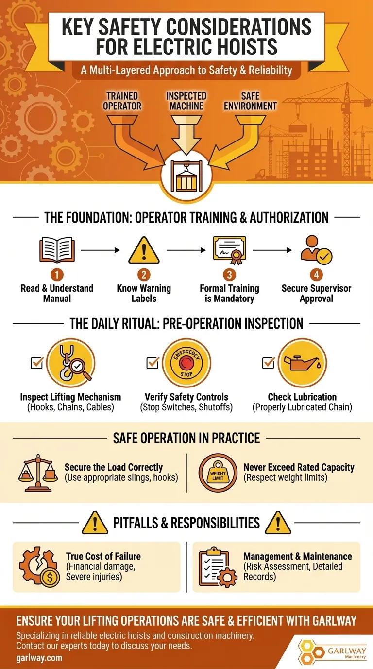 ما هي اعتبارات السلامة الرئيسية عند استخدام رافعة كهربائية؟ ضمان عمليات رفع آمنة دليل مرئي