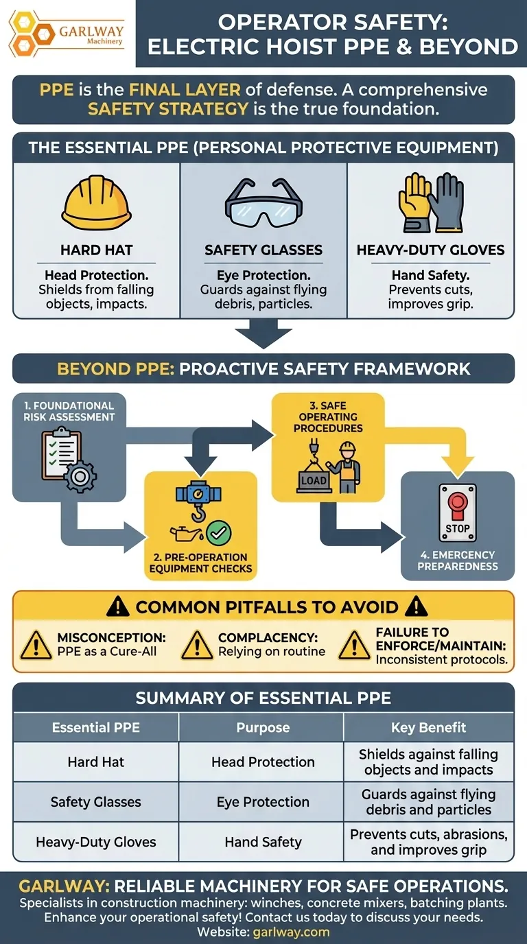 ¿Qué EPP deben usar los operadores al usar un polipasto eléctrico? Equipo esencial para operaciones de elevación seguras Guía Visual