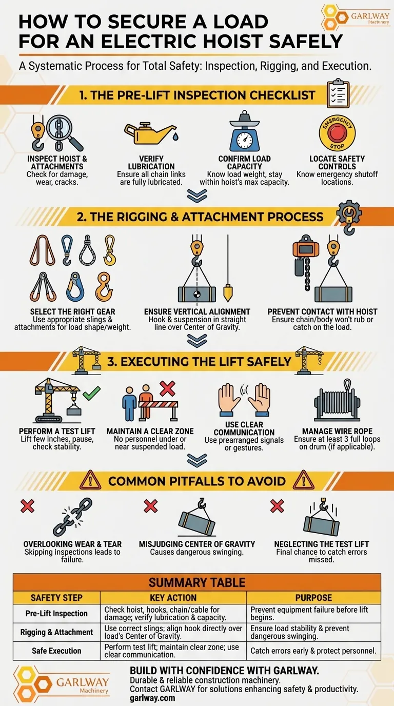 전동 호이스트로 들어 올리기 전에 하중을 어떻게 고정해야 합니까? 단계별 안전 가이드 시각적 가이드