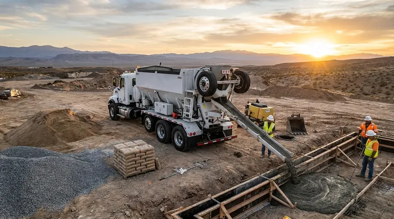 体积混凝土搅拌机有何生产能力?每小时最多 100 立方码,按需生产。