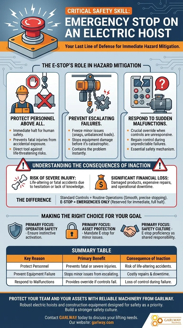 为什么了解如何使用电动葫芦的紧急停止功能很重要？防止灾难性事故 图解指南