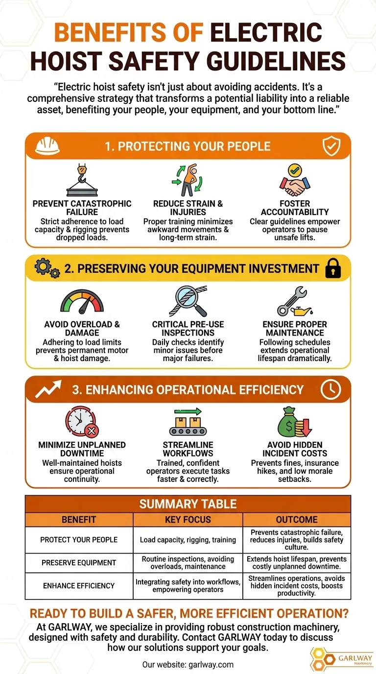 ¿Cuáles son los beneficios de seguir las directrices de seguridad para polipastos eléctricos? Proteja a su equipo, su equipo y sus beneficios. Guía Visual