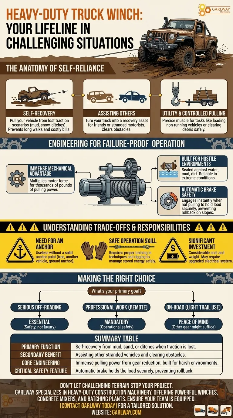为什么重型卡车绞盘被视为救命稻草？自救与安全的关键 图解指南