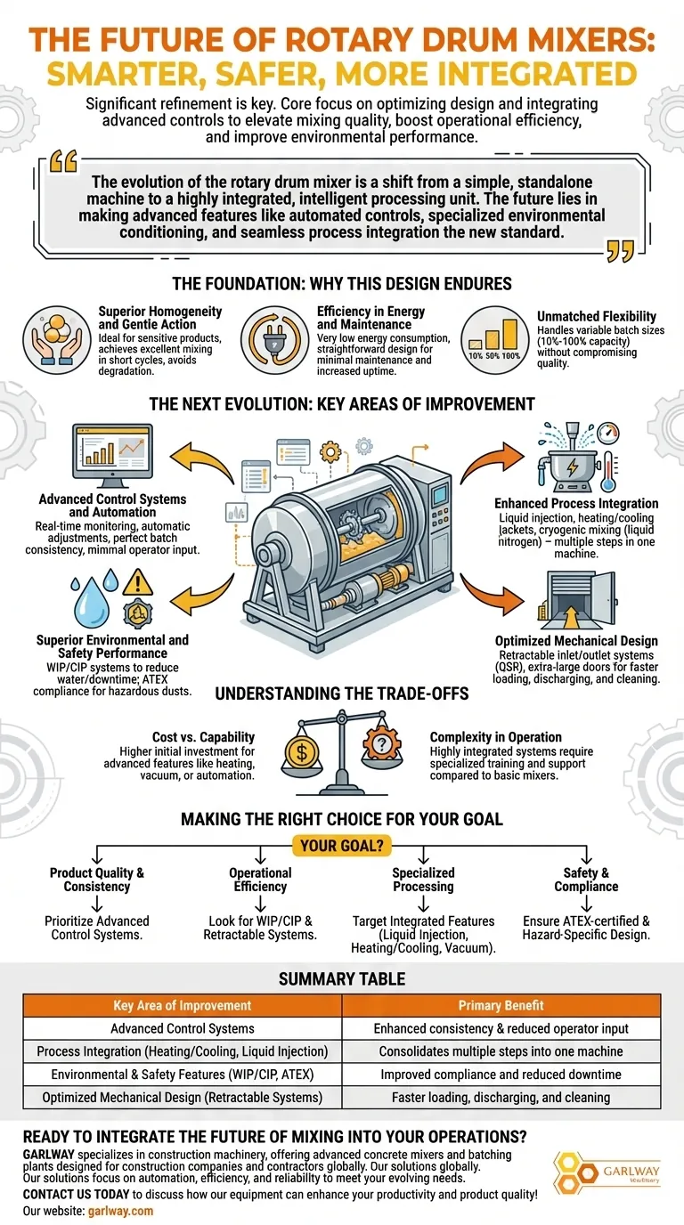 Quais são as melhorias futuras esperadas em misturadores de tambor rotativo? Mistura mais inteligente, segura e integrada Guia Visual