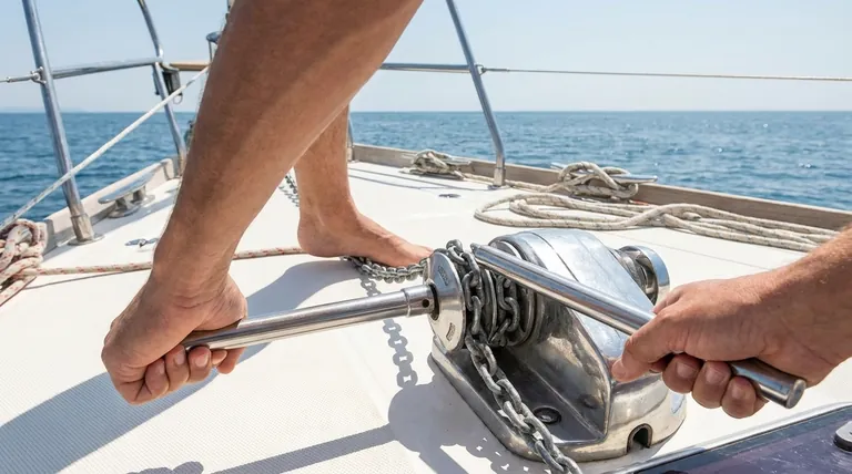 Que faut-il vérifier concernant la manivelle du guindeau ? Assurer le contrôle manuel pour un mouillage en toute sécurité