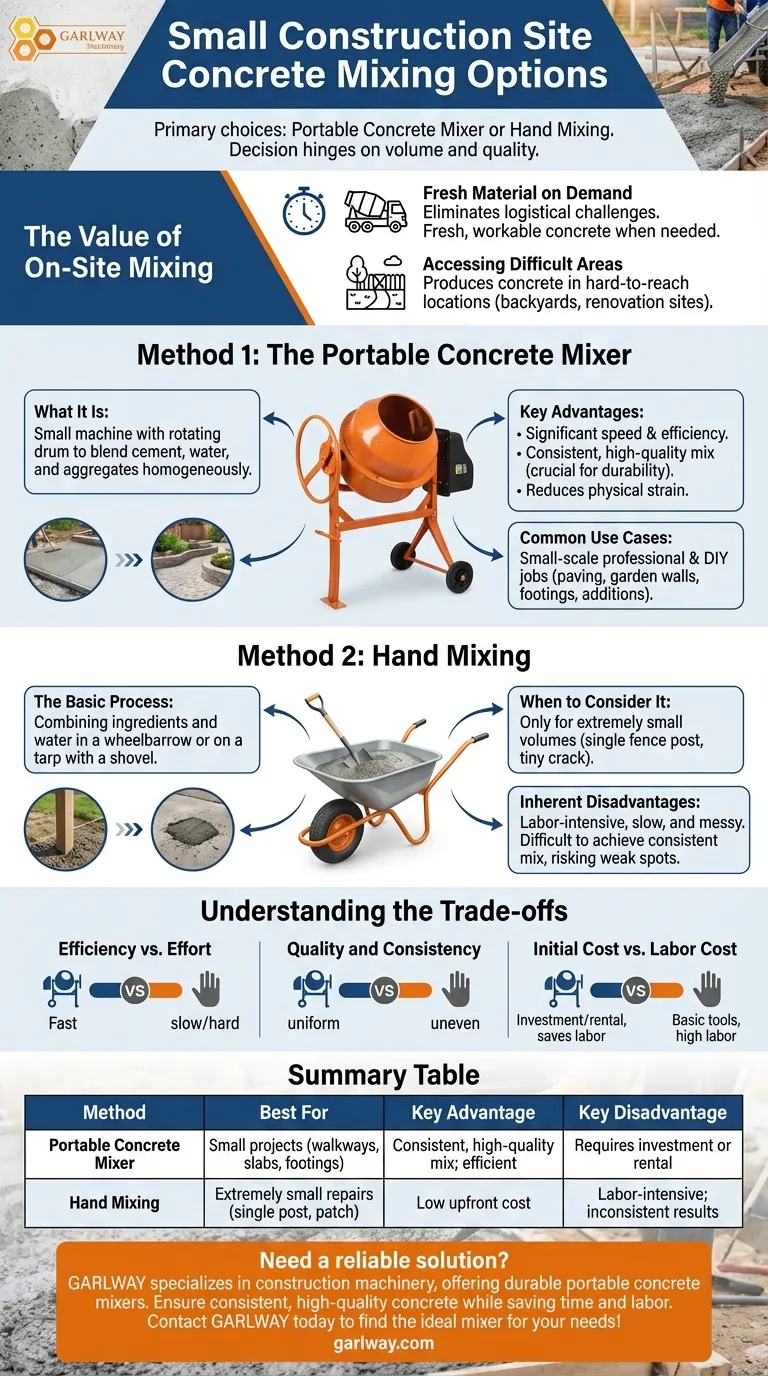Quelles sont les options pour mélanger le béton sur de petits chantiers de construction ? Choisissez la meilleure méthode pour votre projet. Guide Visuel