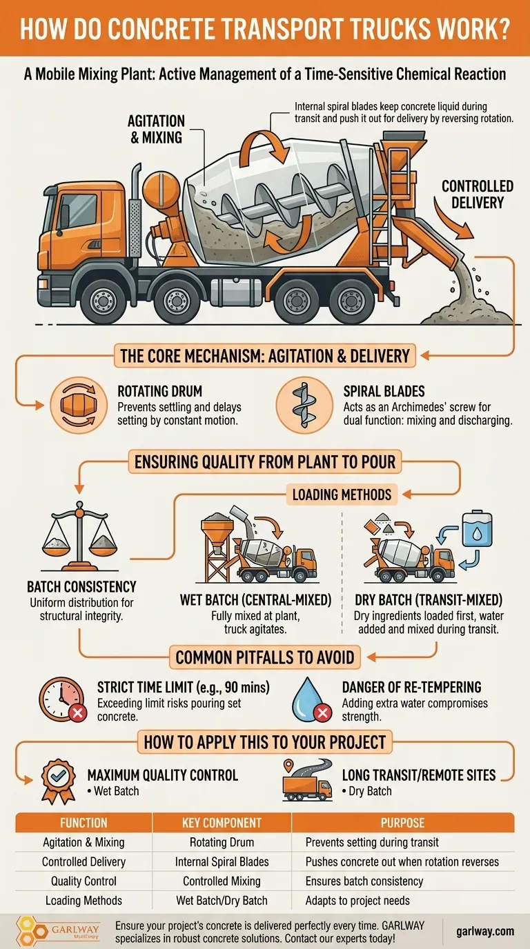 كيف تعمل شاحنات نقل الخرسانة؟ إتقان المزيج للصب المثالي دليل مرئي