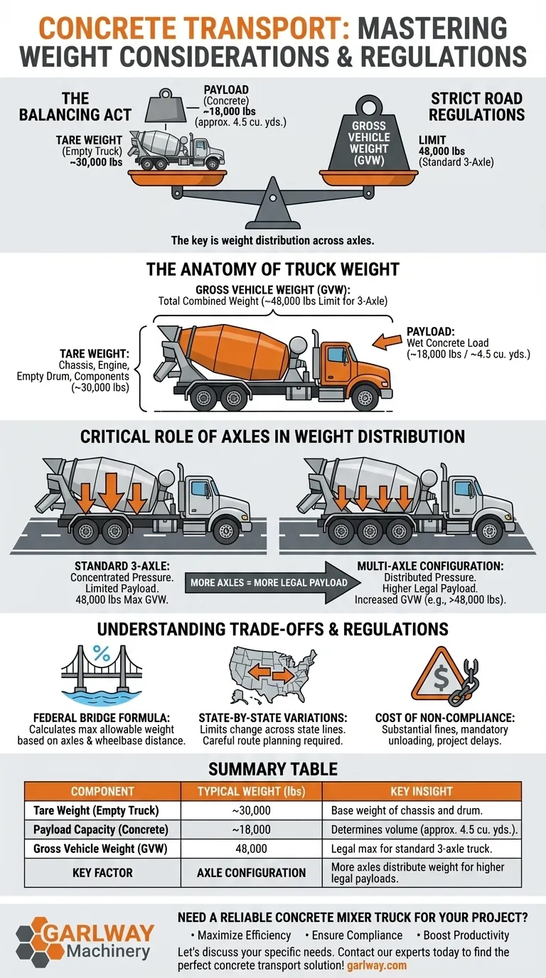 ما هي اعتبارات الوزن لشاحنات نقل الخرسانة؟ تحسين الحمولة الصافية وضمان الامتثال القانوني دليل مرئي