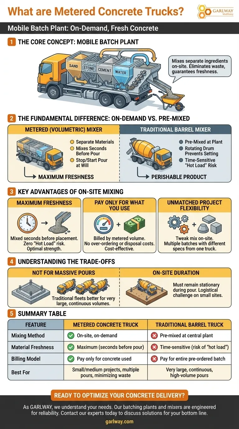 계량 콘크리트 트럭이란 무엇인가요? 비용 효율적이고 낭비 없는 타설을 위한 온디맨드 솔루션 시각적 가이드