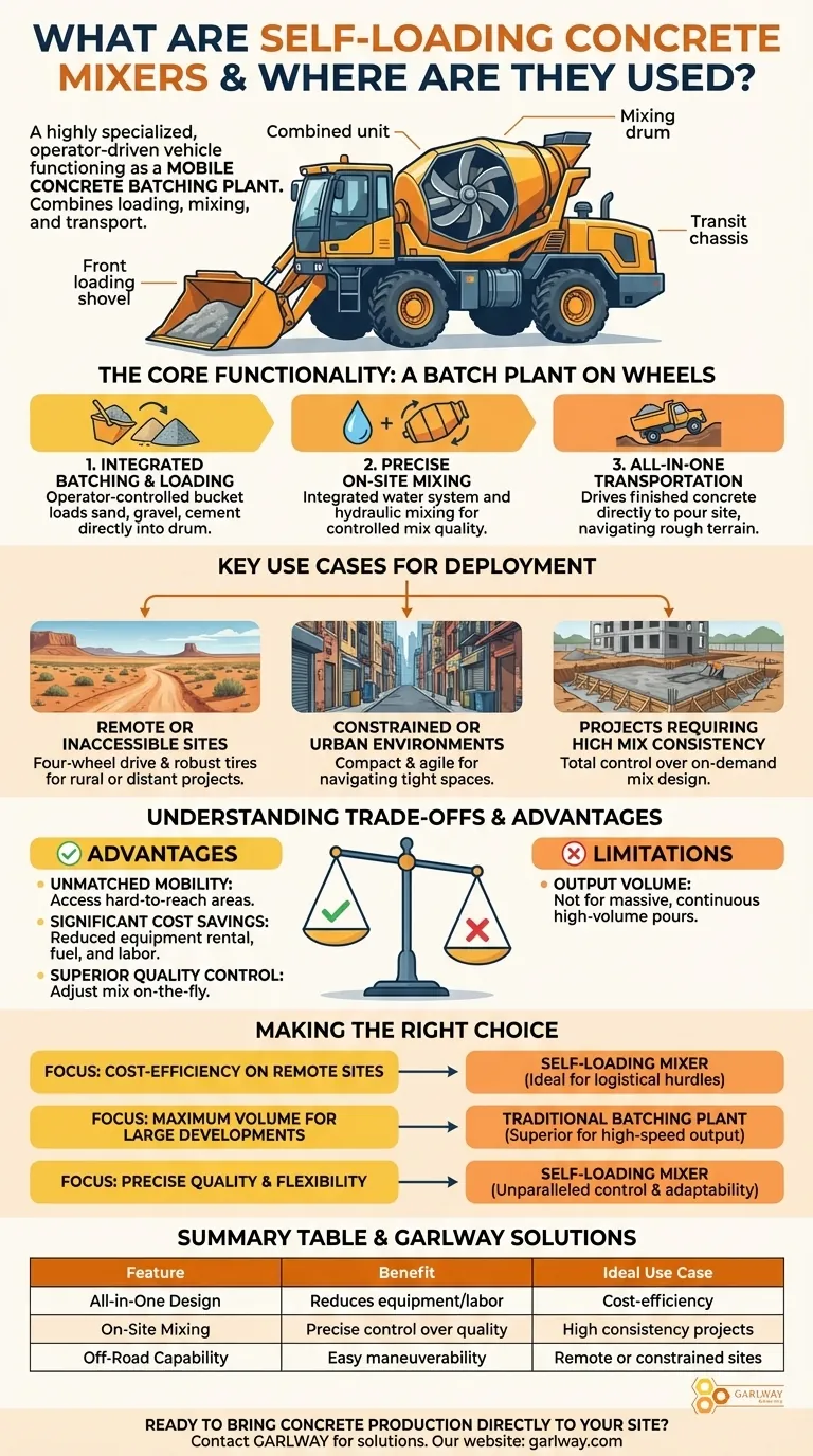 What are self-loading concrete mixers and where are they used? Maximize Efficiency on Remote and Constrained Sites Visual Guide