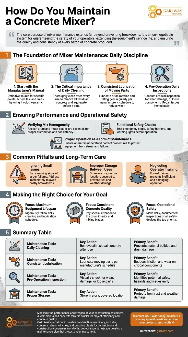 Como você mantém uma betoneira? Garanta longevidade, segurança e desempenho consistente Guia Visual
