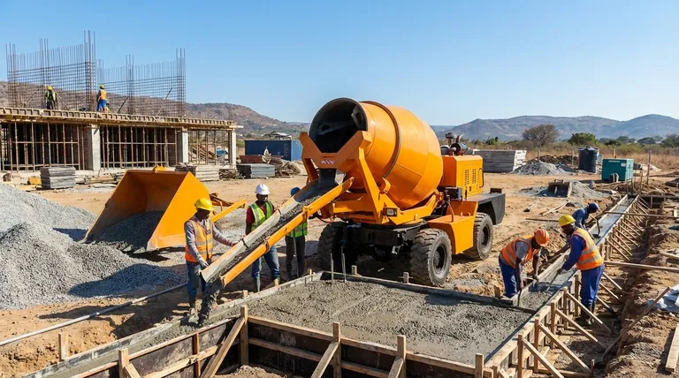 How does a self-loading concrete mixer increase efficiency? Consolidate 3 Jobs into 1 Machine
