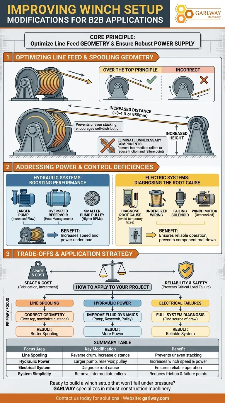 윈치 설정을 개선하기 위한 수정 사항은 무엇입니까? 프로젝트의 동력 및 신뢰성 향상 시각적 가이드