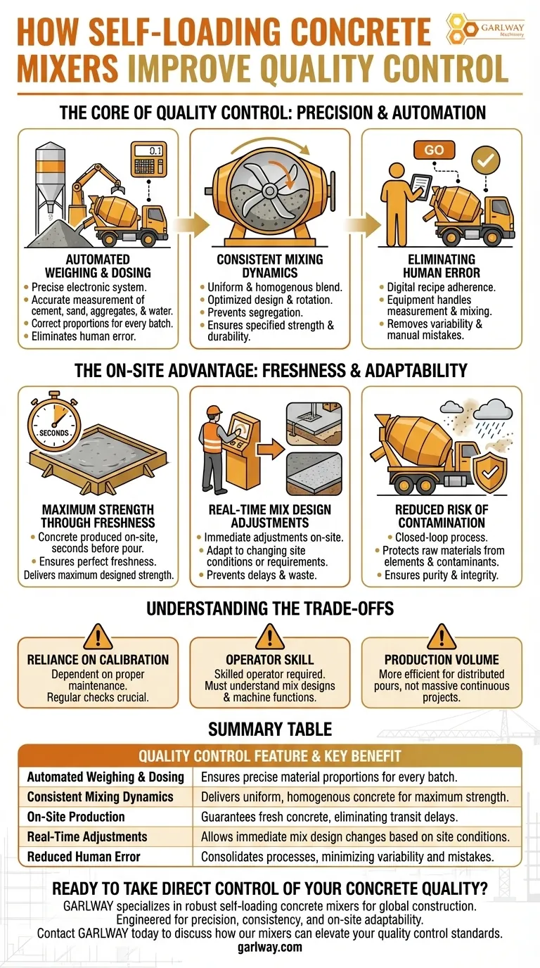 How do self-loading concrete mixers improve quality control? Achieve On-Site Precision and Consistency Visual Guide