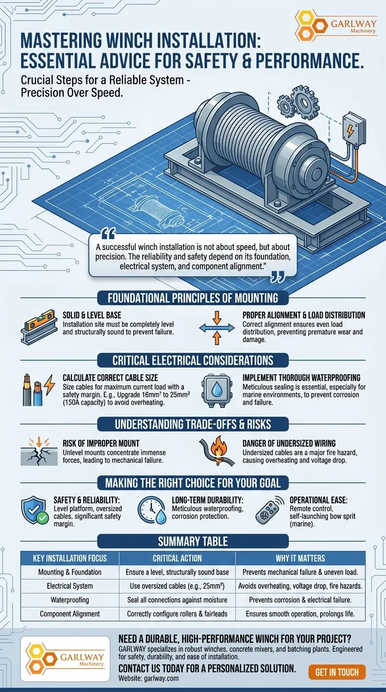 ما هي النصائح العامة المقدمة حول تركيب الونش؟ ضمان إعداد آمن وموثوق دليل مرئي