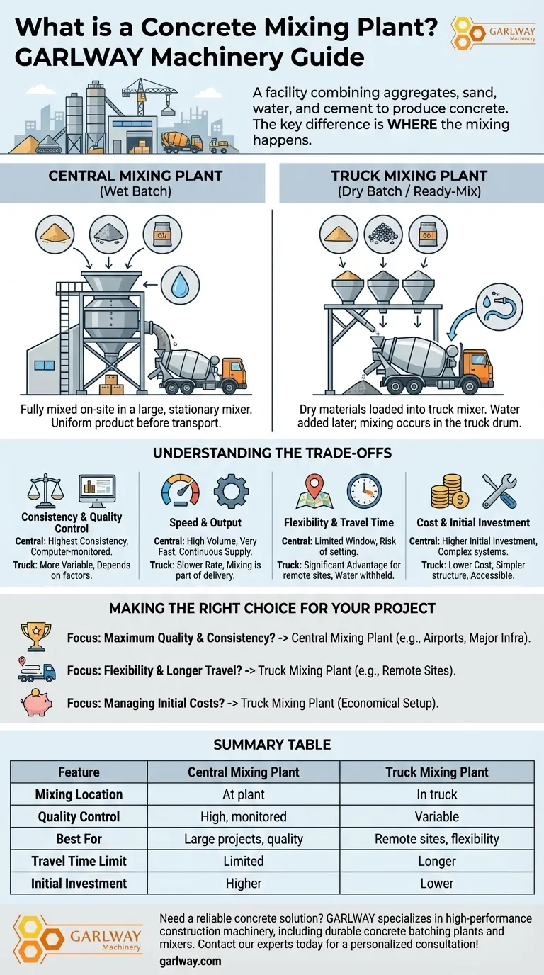 믹싱 플랜트란 무엇인가요? 중앙 믹싱과 트럭 믹싱 중 프로젝트에 적합한 것 선택하기 시각적 가이드