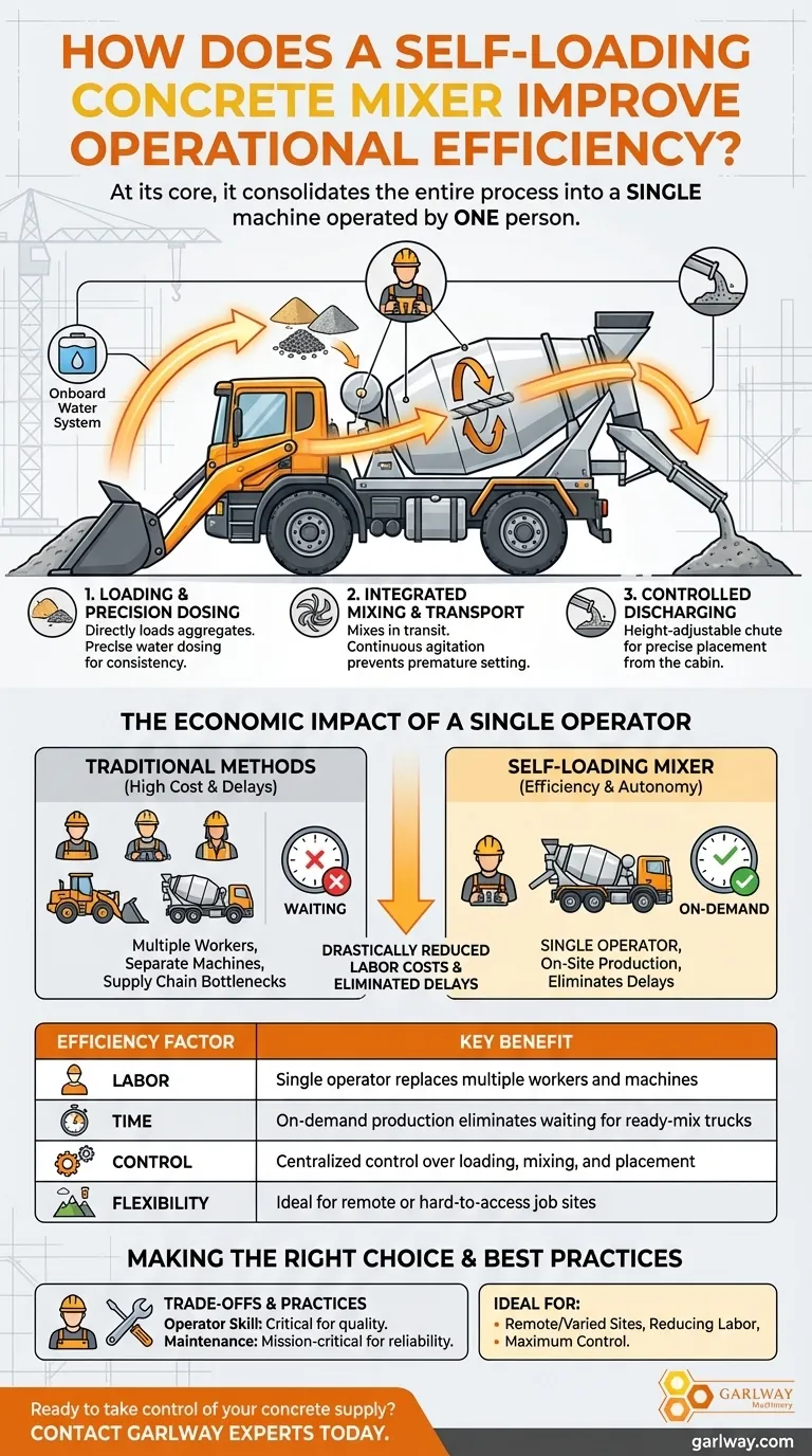 How does a self-loading concrete mixer improve operational efficiency? Maximize Productivity with All-in-One Design Visual Guide
