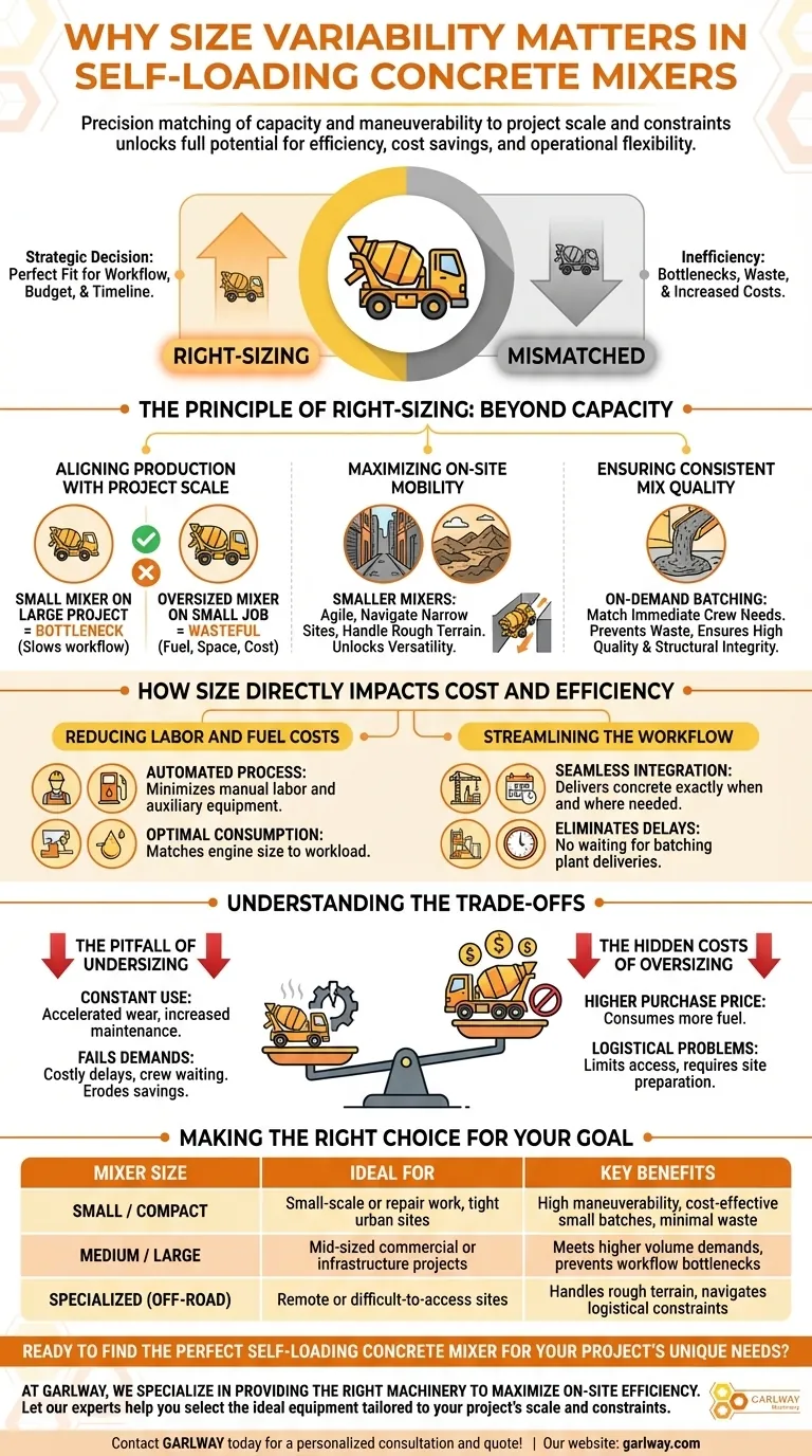 ¿Por qué es importante la variabilidad de tamaño en las hormigoneras autocargables? Optimice la eficiencia y el costo de su proyecto Guía Visual
