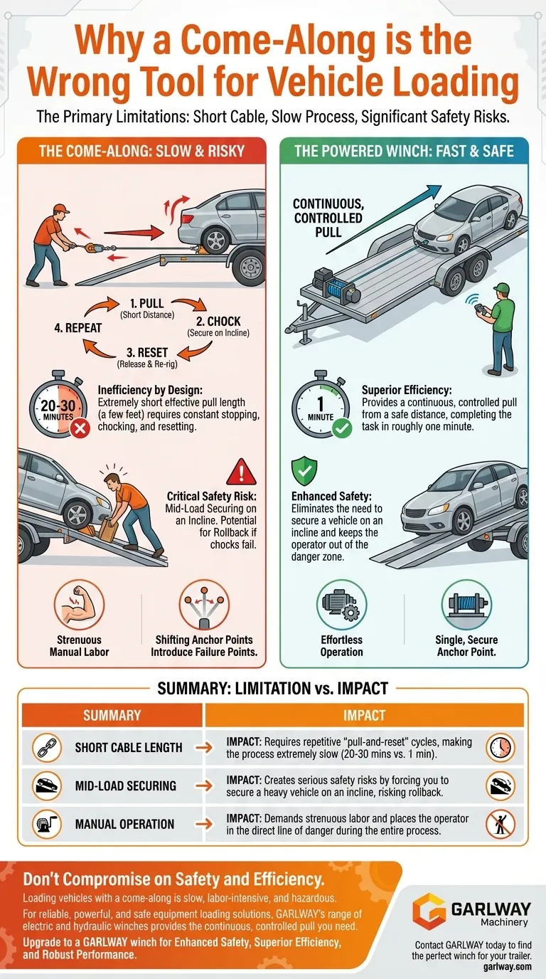 Каковы ограничения использования лебедки для погрузки транспортных средств? Избегайте опасностей для безопасности и неэффективности Визуальное руководство