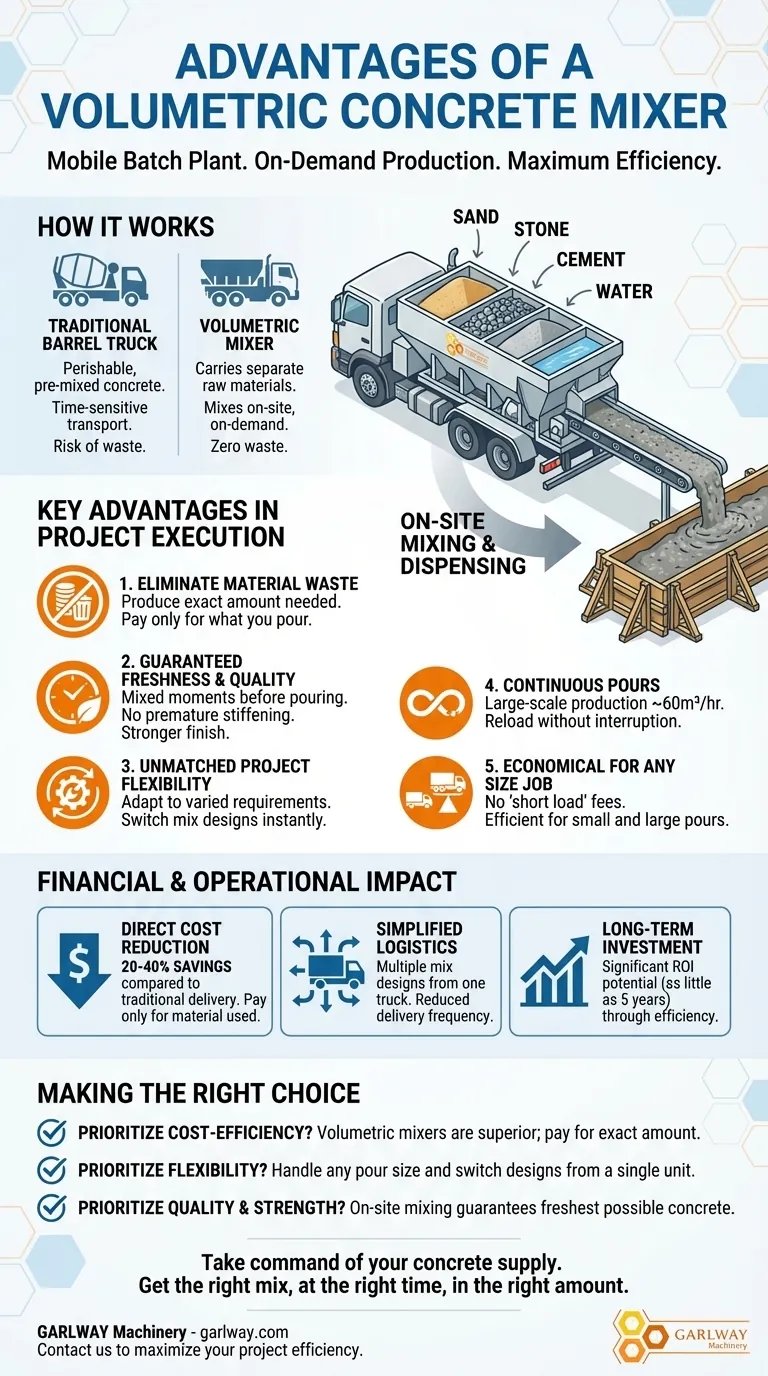 볼류메트릭 콘크리트 믹서의 장점은 무엇인가요? 완벽한 제어 및 제로 폐기물 달성 시각적 가이드
