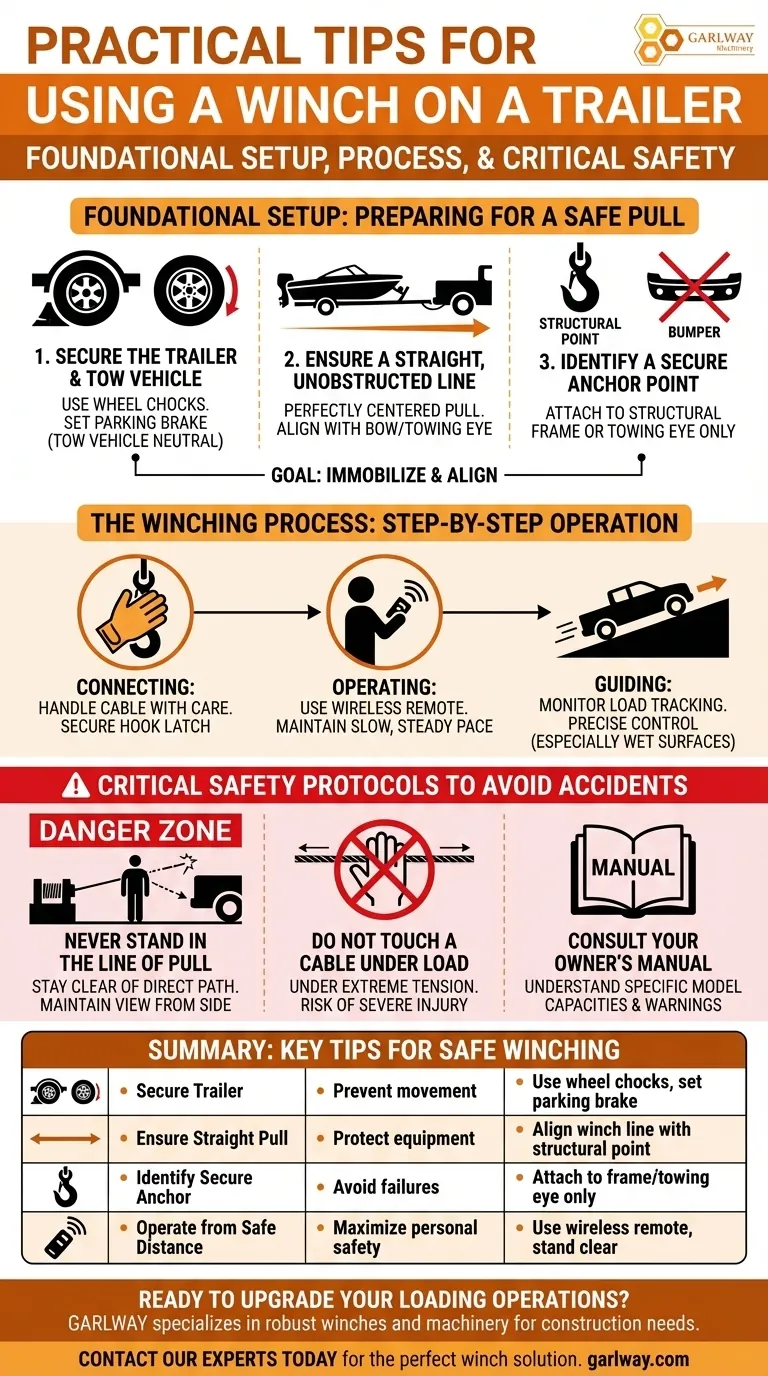 트레일러 윈치 사용에 대한 실용적인 팁은 무엇인가요? 안전하고 효율적인 적재를 보장하세요. 시각적 가이드