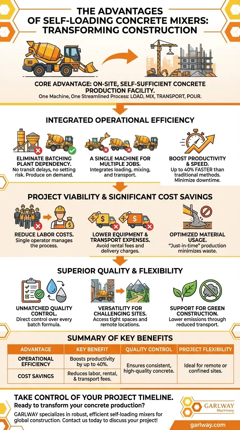 What are the key advantages of self-loading concrete mixers? Boost Efficiency & Cut Costs on Site Visual Guide