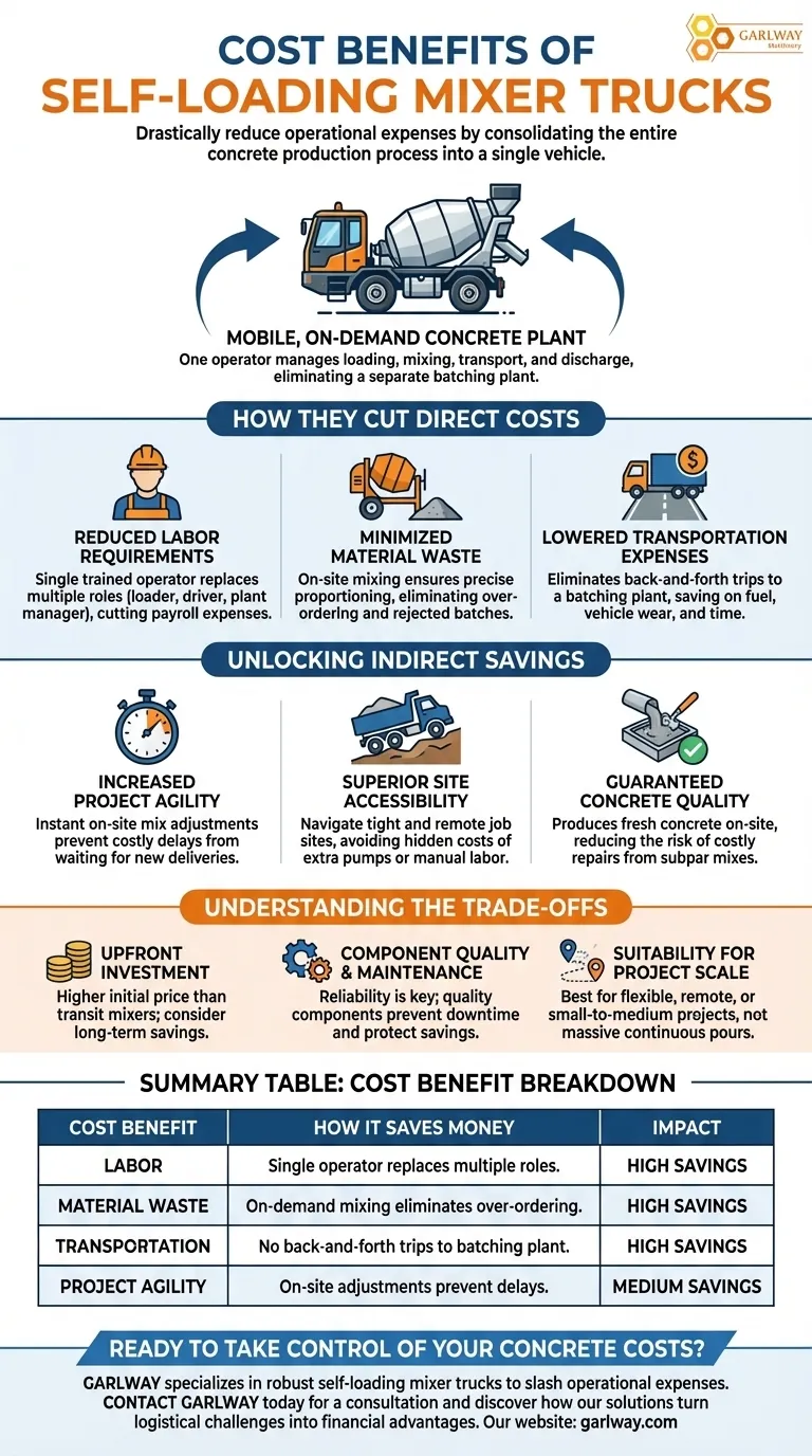 自行装载搅拌车能带来哪些成本效益？大幅降低人工、浪费和运输成本 图解指南